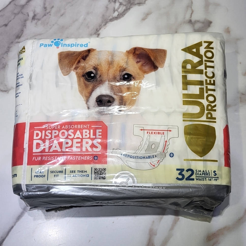 Paw Inspired NIP Super Absorbent 32 Count Female Dog Disposable Diapers Sz Small - Picture 2 of 9